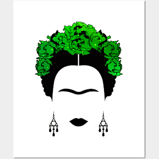 Frida kahlo green galaxy flowers Posters and Art